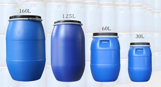 กระบอกกลองพลาสติก HDPE 30L - 160L ทรงกระบอกพร้อมห่วงเหล็ก