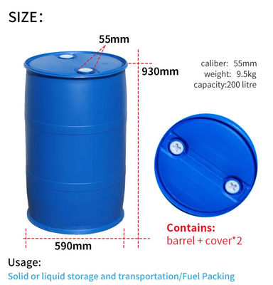 HDPE 55 Gallon Blue Drum Barrel ปรับแต่งได้ 200 ลิตร ISO9001